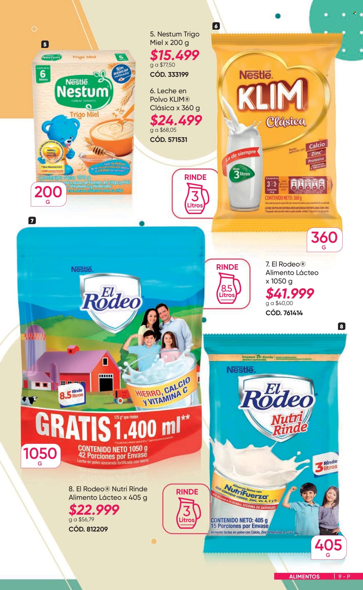thumbnail - Folleto actual Azzorti - Ventas - Nestlé, leche en polvo, Nestum, Rodeo, suplemento alimenticio. Página 9.