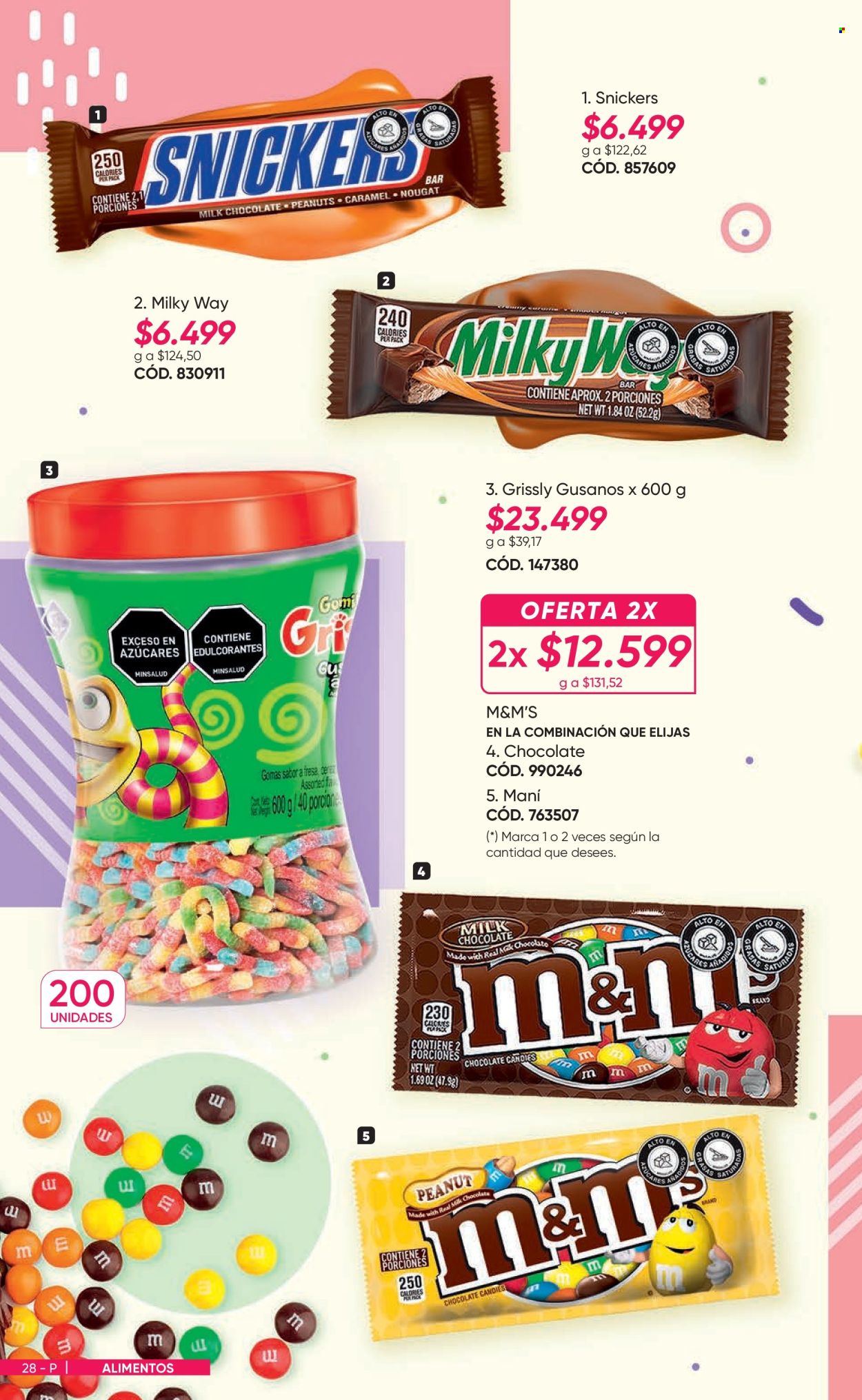 thumbnail - Folleto actual Azzorti - Ventas - M&M's, Snickers, Milky Way, grageas de chocolate, edulcorante. Página 28.