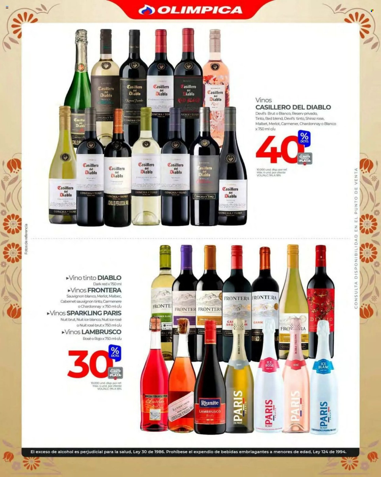 thumbnail - Folleto actual Olimpica - 26.4.2024 - 20.5.2024 - Ventas - vino, brut, Cabernet Sauvignon, Chardonnay, Lambrusco, Merlot, vino blanco, vino tinto, Casillero del Diablo, Malbec. Página 45.